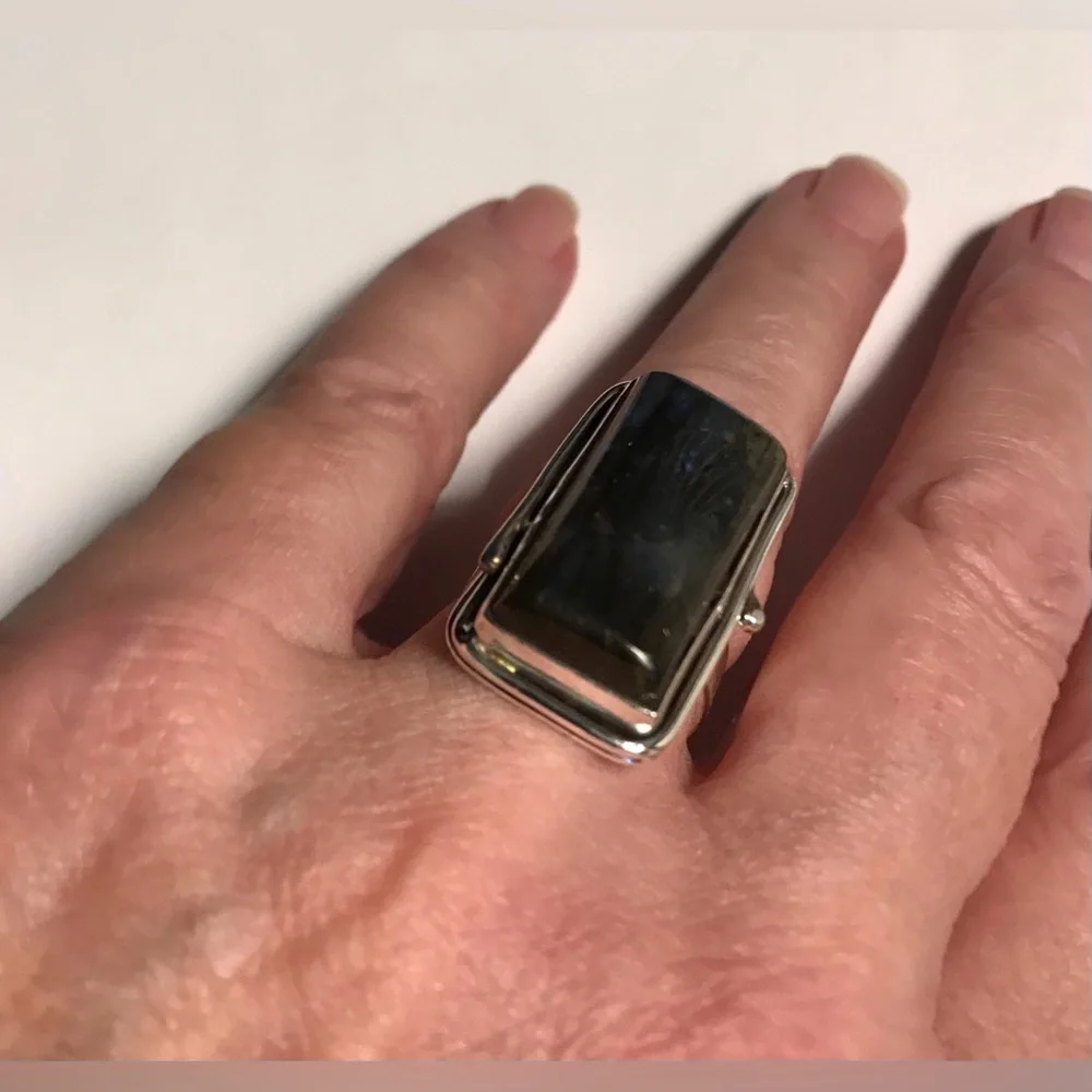 Labradorite Stamped 925 Sterling Silver Ring